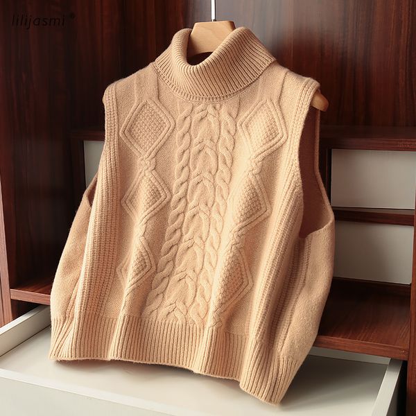 2021 new high stereo cable 100% fine wool turn-down female mesh collar short vintage vest no sleeves twisted sweater 9e4l, White;black
2021 new high stereo cable 100% fine wool turn-down female mesh collar short vintage vest no sleeves twisted sweater 9e4l, White;black