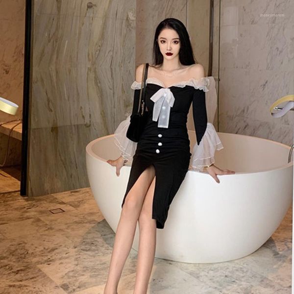 casual dresses slash neck bandage bodycon dress party evening elegant women's clothing autumn fashion off shoulder patchwork mesh dress, Black;gray
casual dresses slash neck bandage bodycon dress party evening elegant women's clothing autumn fashion off shoulder patchwork mesh dress, Black;gray