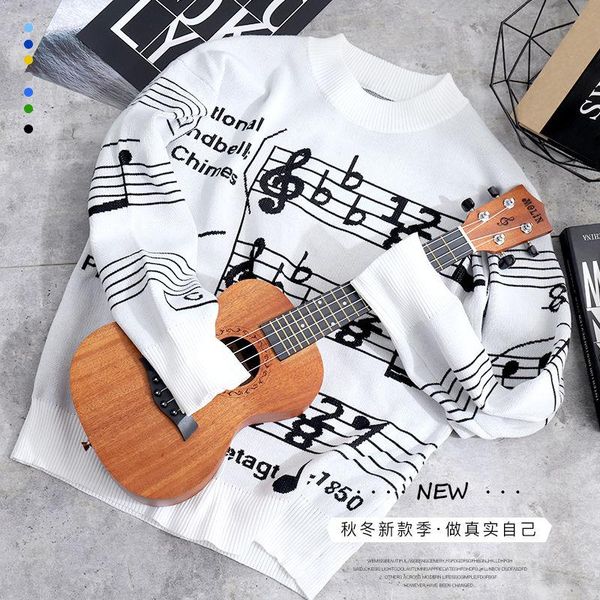 same color couple's loose and lazy style pullover sweater jacket autumn winter note sweater ins tide white, White;black
same color couple's loose and lazy style pullover sweater jacket autumn winter note sweater ins tide white, White;black