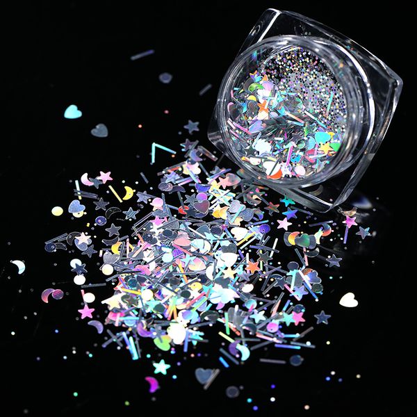 1 box holographics nail sequis glitter mixed butterfly star moon irregular flakes powder palliette nail art decorations, Silver;gold
1 box holographics nail sequis glitter mixed butterfly star moon irregular flakes powder palliette nail art decorations, Silver;gold