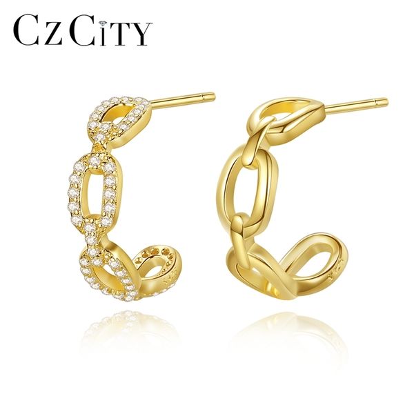 czcity golden chain hollow cz hoop earrings for women fine jewelry 925 sterling silver cuff boucle d'oreille femme gifts 220108, Golden;silver
czcity golden chain hollow cz hoop earrings for women fine jewelry 925 sterling silver cuff boucle d'oreille femme gifts 220108, Golden;silver