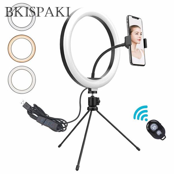 10'' Stepless Dimmable Led Selfie Ring Light For Youtube Camera Tiktok Makeup Video Live Beauty Light Usb Plug Continuous