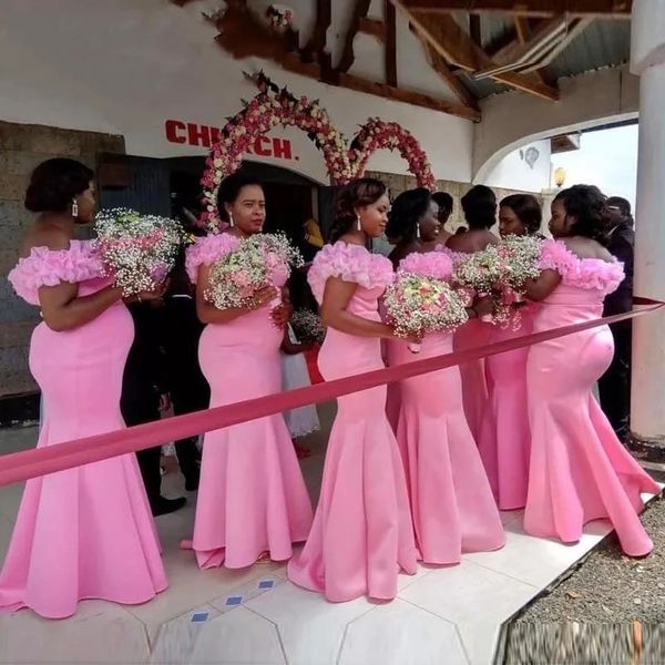 2021 sweet pink mermaid bridesmaid dresses off shoulder ruched garden country wedding guest party gowns maid of honor dress, White;pink
2021 sweet pink mermaid bridesmaid dresses off shoulder ruched garden country wedding guest party gowns maid of honor dress, White;pink
