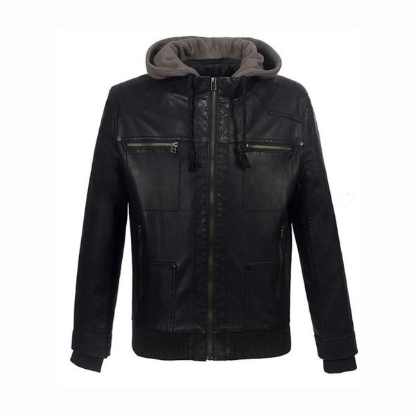new men retro classics pu faux leather jacket removable hooded collar motorcycle coat slim fit zipper pocket windbreak outerwear, Black
new men retro classics pu faux leather jacket removable hooded collar motorcycle coat slim fit zipper pocket windbreak outerwear, Black