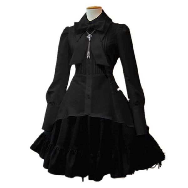 summer elegant party black evening gothic women lolita dresses big size bow collar lace up goth vintage white chic dress, Black;gray
summer elegant party black evening gothic women lolita dresses big size bow collar lace up goth vintage white chic dress, Black;gray