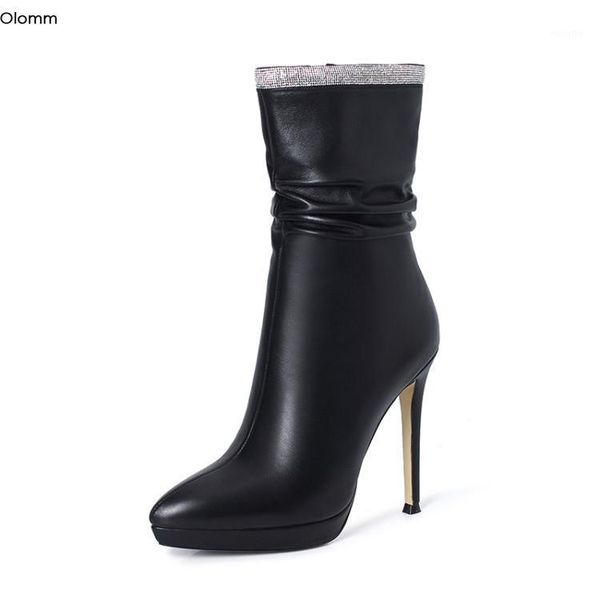 boots olomm women leather ankle shiny crystal high heels nice pointed toe black white party shoes us size 3-9.51
boots olomm women leather ankle shiny crystal high heels nice pointed toe black white party shoes us size 3-9.51