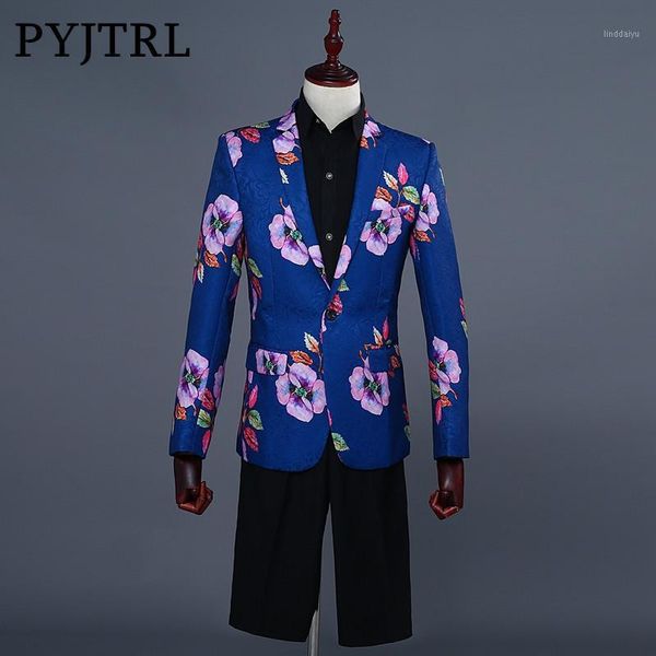wholesale-pyjtrl men fashion royal blue jacquard floral print suits slim fit wedding groom stage singer costume latest coat pant designs1, White;black
wholesale-pyjtrl men fashion royal blue jacquard floral print suits slim fit wedding groom stage singer costume latest coat pant designs1, White;black