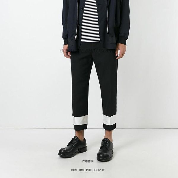 27-44 2017 men clothing gd hair stylist fashion catwalk stitching white bar casual ankle length pants plus size costumes1, Black
27-44 2017 men clothing gd hair stylist fashion catwalk stitching white bar casual ankle length pants plus size costumes1, Black