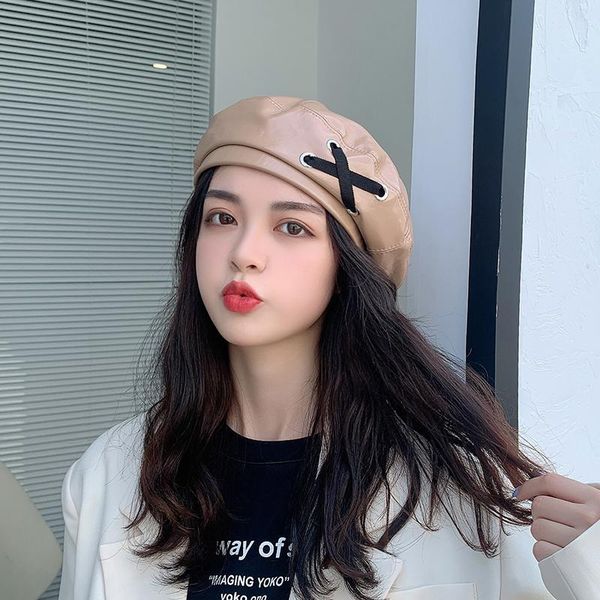 berets female korean retro solid color pu bright leather autumn winter beret tether cross wild british painter artist sboy student, Blue;gray
berets female korean retro solid color pu bright leather autumn winter beret tether cross wild british painter artist sboy student, Blue;gray
