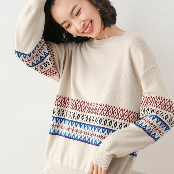 cashmere blended autumn and winter women's new loose round neck knitted thickened base sweater womens clothes1, White;black
cashmere blended autumn and winter women's new loose round neck knitted thickened base sweater womens clothes1, White;black