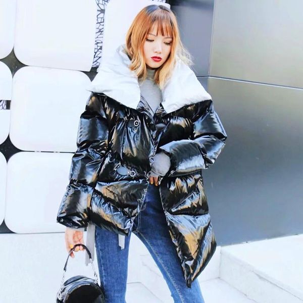 women's down & parkas winter thickened cotton clothing fashion loose irregular coat asymmetrical metal color, Black
women's down & parkas winter thickened cotton clothing fashion loose irregular coat asymmetrical metal color, Black