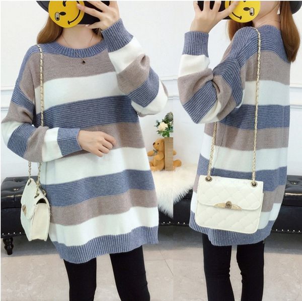 women suit fashion sweater medium long loose autumn winter pregnant women's clothing mother late pregnancy top, White
women suit fashion sweater medium long loose autumn winter pregnant women's clothing mother late pregnancy top, White