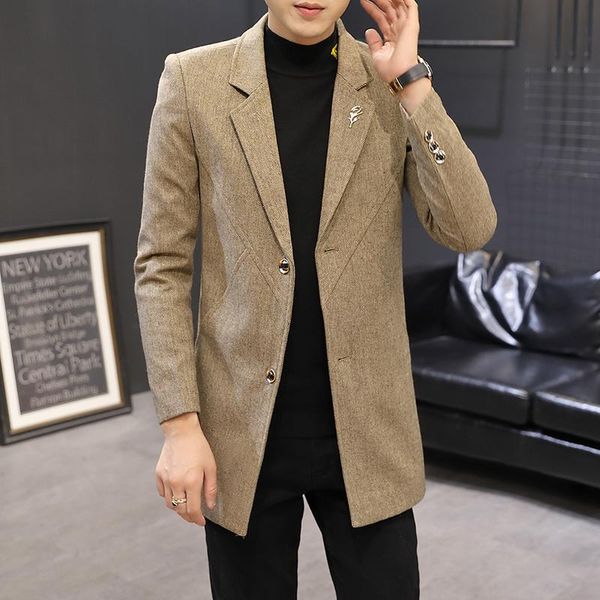 men's trench coats 2021 winter fashion men solid color coat / male casual slim long style cotton warm woolen blends jacket windbreaker, Tan;black
men's trench coats 2021 winter fashion men solid color coat / male casual slim long style cotton warm woolen blends jacket windbreaker, Tan;black