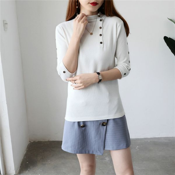 2021 new antumn winter soft sweater for ladies cashmere knitted three quarter jumpers woman pullover with button fashion clothes rydx, White;black
2021 new antumn winter soft sweater for ladies cashmere knitted three quarter jumpers woman pullover with button fashion clothes rydx, White;black