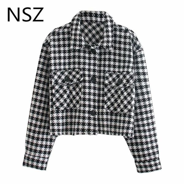 women's jackets nsz women oversized houndstooth tweed jacket long sleeve fashion plaid cropped coat ladies outerwear, Black;brown
women's jackets nsz women oversized houndstooth tweed jacket long sleeve fashion plaid cropped coat ladies outerwear, Black;brown