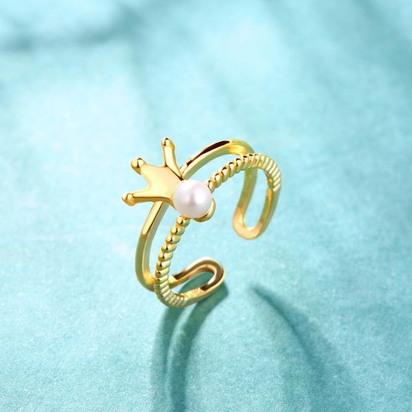 a gift of love silver natural freshwater pearl crown rings style for women as the gift, Golden;silver
a gift of love silver natural freshwater pearl crown rings style for women as the gift, Golden;silver