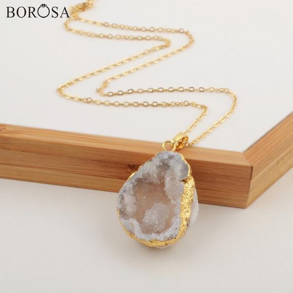 pendant necklaces borosa design necklace orm cave shape large natural crystal drusy femme jewelry cl096, Silver
pendant necklaces borosa design necklace orm cave shape large natural crystal drusy femme jewelry cl096, Silver