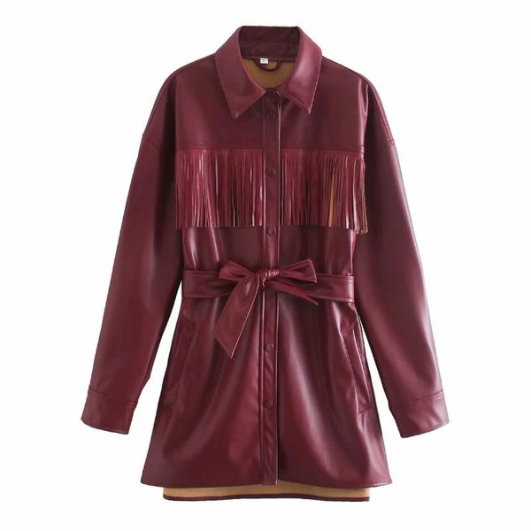 women's jackets women tassels decoration pu leather shirt coat female long sleeve outerwear casual lady loose c1061, Black;brown
women's jackets women tassels decoration pu leather shirt coat female long sleeve outerwear casual lady loose c1061, Black;brown