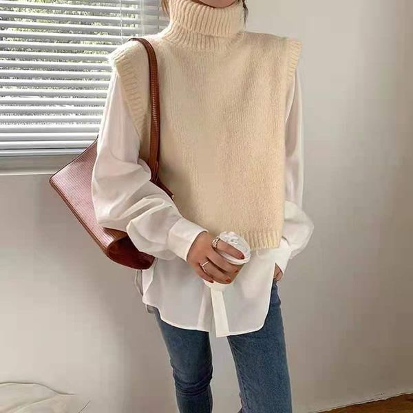 soft wool sweater vest women 2020 winter korean style vintage turtleneck sleeveless pullover loose waistcoat knit tank t561, Black;white
soft wool sweater vest women 2020 winter korean style vintage turtleneck sleeveless pullover loose waistcoat knit tank t561, Black;white