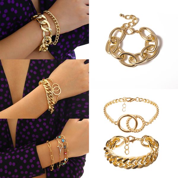 punk style circle metal chain bracelet for women female vintage gold color link bracelets fashion jewelry, Black
punk style circle metal chain bracelet for women female vintage gold color link bracelets fashion jewelry, Black