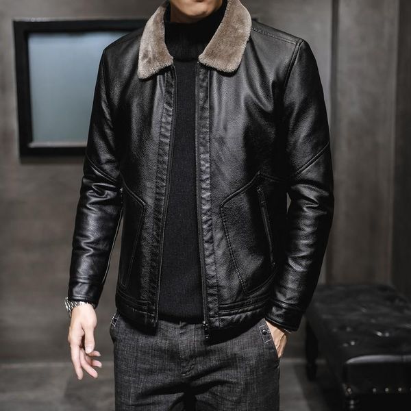 men's fur & faux boutique the winter 2021 men leather pu old coat lapels leisure jacket dad, Black
men's fur & faux boutique the winter 2021 men leather pu old coat lapels leisure jacket dad, Black
