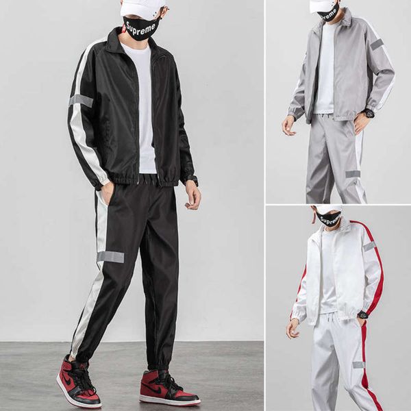 strip spring and autumn jacket reflective men's two piece set korean casual fashion trend outdoor sports suit, Gray
strip spring and autumn jacket reflective men's two piece set korean casual fashion trend outdoor sports suit, Gray