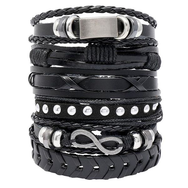 charm bracelets infinity - hand woven leather for men women black beads link alloy vintage jewelry accessories, Golden;silver
charm bracelets infinity - hand woven leather for men women black beads link alloy vintage jewelry accessories, Golden;silver