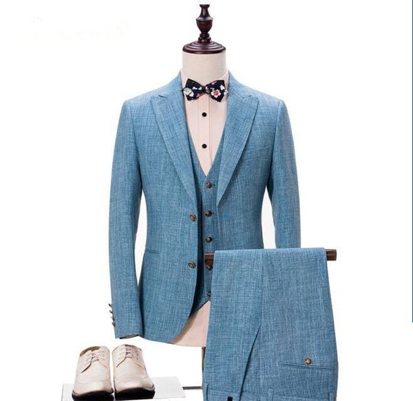designs linen suits groom tuxedos slim fit peaked lapel wedding suits for men (jacket+pants+vest) men, White;black
designs linen suits groom tuxedos slim fit peaked lapel wedding suits for men (jacket+pants+vest) men, White;black