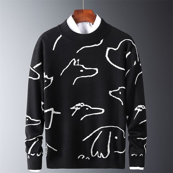 mens autumn casual fit knitted trendy slim sweaters cotton long sleeve round collar male warm pullovers graffiti style 201211, White;black
mens autumn casual fit knitted trendy slim sweaters cotton long sleeve round collar male warm pullovers graffiti style 201211, White;black