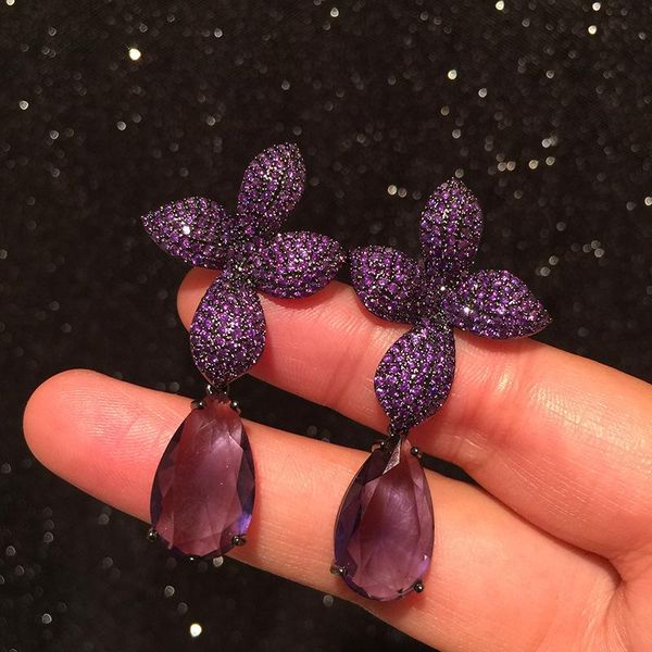 vintage purple cz leaf drop earring for summer earring for women 2020, Silver
vintage purple cz leaf drop earring for summer earring for women 2020, Silver