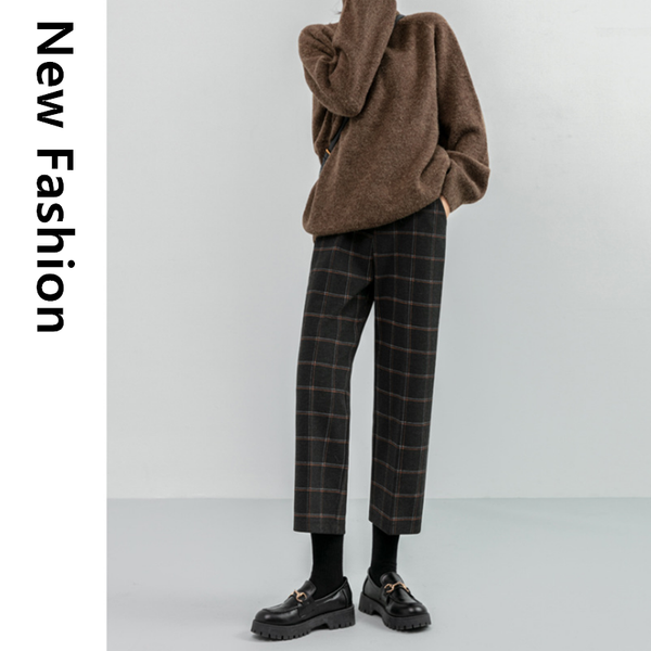 women's pants & capris 2021 autumn winter tweed plaid thick straight jeans lady trousers casual wide-legged high waist sweatpants, Black;white
women's pants & capris 2021 autumn winter tweed plaid thick straight jeans lady trousers casual wide-legged high waist sweatpants, Black;white