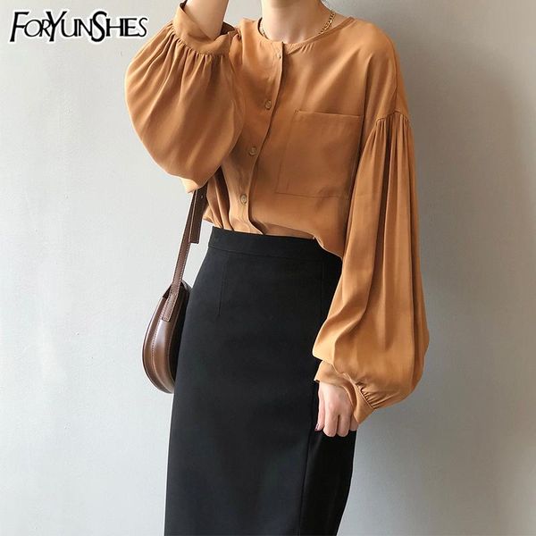foryunshes women's solid retro blouse long lantern sleeve o-neck shirts 2020 autumn fashion korean style femme elagant, White
foryunshes women's solid retro blouse long lantern sleeve o-neck shirts 2020 autumn fashion korean style femme elagant, White