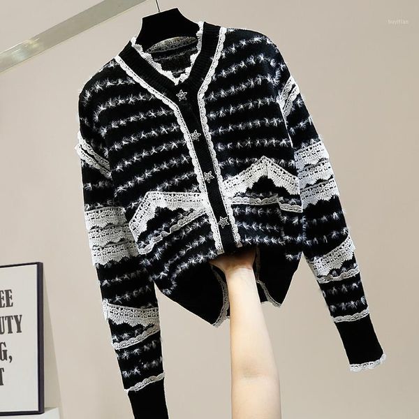 2020 autumn winter for women lace diamond sweaters v-neck elegant striped knitted sweater girls knitting cardigans jacket1, White
2020 autumn winter for women lace diamond sweaters v-neck elegant striped knitted sweater girls knitting cardigans jacket1, White