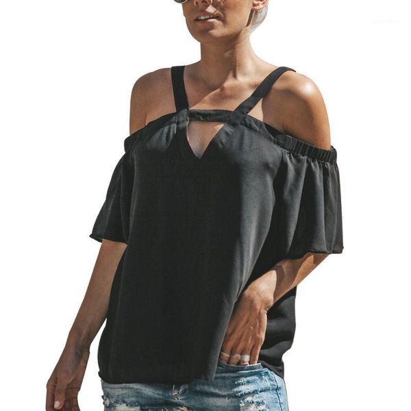 women summer off shoulder irregular v-neck blouse lady girls elastic half sleeve backless sun-loose chiffon beach blouse1, White
women summer off shoulder irregular v-neck blouse lady girls elastic half sleeve backless sun-loose chiffon beach blouse1, White