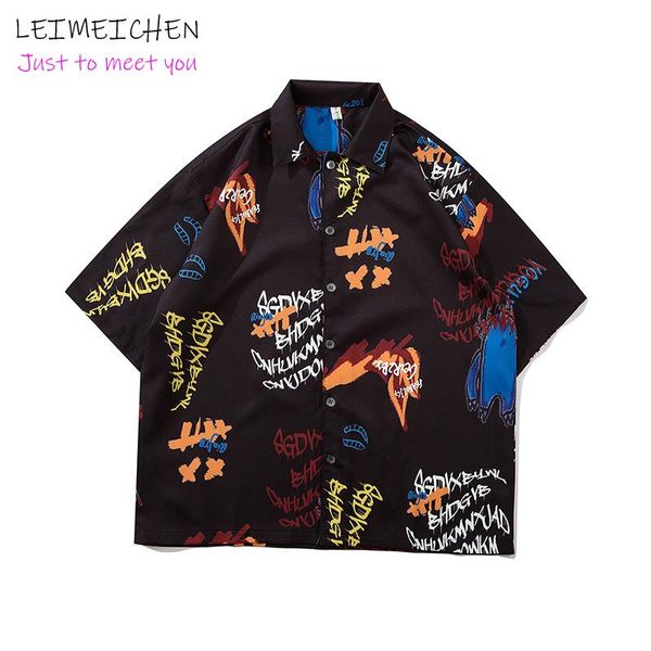 leimeichen mens print hawaiian beach shirts streetwear 2020 summer short sleeve blouse harajuku oversize shirts c31, White;black 
leimeichen mens print hawaiian beach shirts streetwear 2020 summer short sleeve blouse harajuku oversize shirts c31, White;black