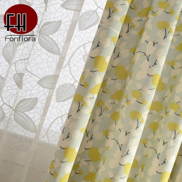 желтые листовые занавески для гостиной спальня детская комната занавески на окне цветочные печатные жалюзи домашний декор
