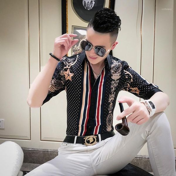men's casual shirts 2021 summer for men fashions print half sleeve party clothes1, White;black
men's casual shirts 2021 summer for men fashions print half sleeve party clothes1, White;black