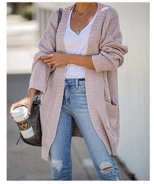 women's knits & tees 2021 women long sleeve loose sweater coat autumn winter female with pockets twisted solid knitted cardigan outwear, White
women's knits & tees 2021 women long sleeve loose sweater coat autumn winter female with pockets twisted solid knitted cardigan outwear, White