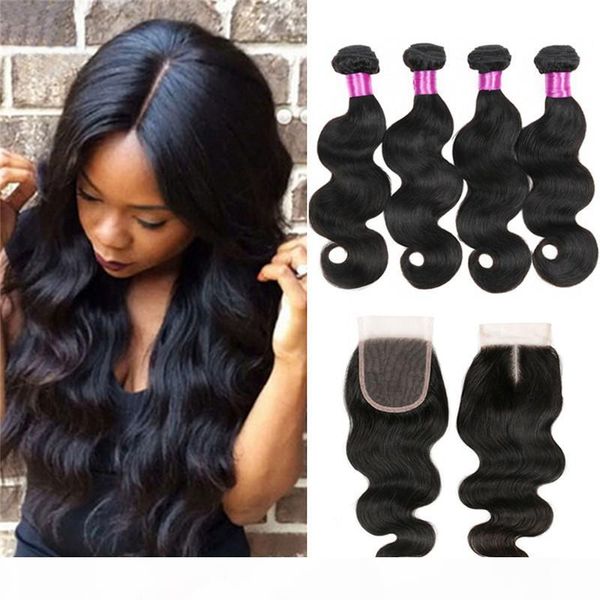 brazilian virgin human body wave hair weaves with closure malaysian indian peruvian human hair weave 3 4 bundles with closure, Black
brazilian virgin human body wave hair weaves with closure malaysian indian peruvian human hair weave 3 4 bundles with closure, Black