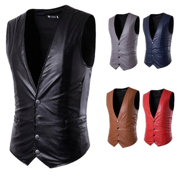 men fashion pu leather jacket vest men's slim fit formal casual leather dress vest suit tuxedo waistcoat1, Black;white
men fashion pu leather jacket vest men's slim fit formal casual leather dress vest suit tuxedo waistcoat1, Black;white