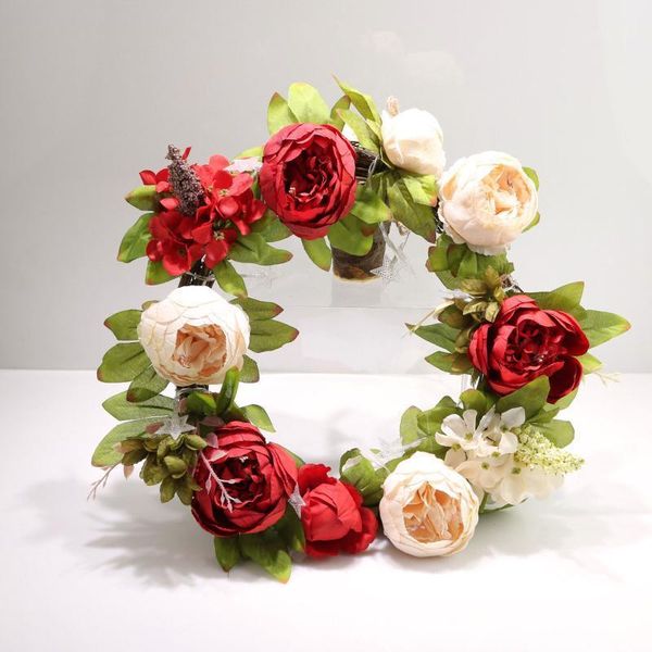 40cm round artificial peony flower wreath simulation white flower garland decoration door window wall hanging decor1
40cm round artificial peony flower wreath simulation white flower garland decoration door window wall hanging decor1