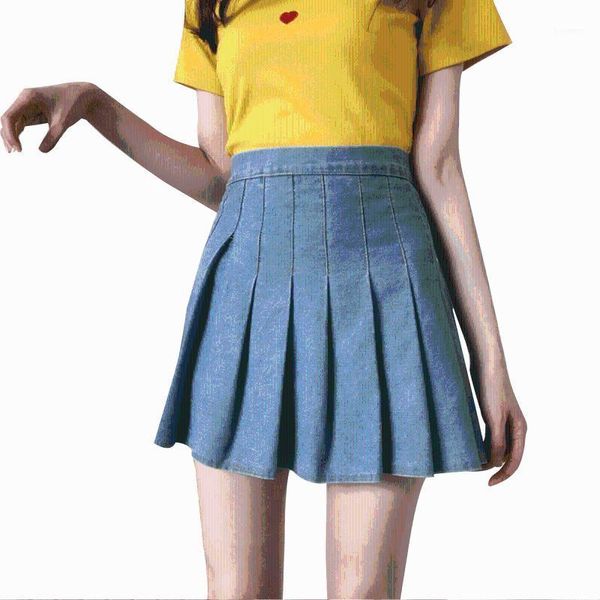 women\u2020s korean denim color skirt summer fashion high-waist a-line pleated short skirt1, Black
women\u2020s korean denim color skirt summer fashion high-waist a-line pleated short skirt1, Black