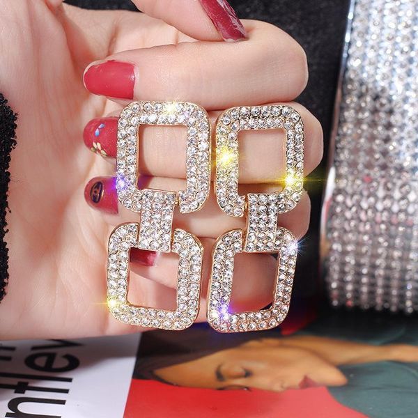 trendy women's crystal rhinestone earrings female geometric square long drop earring for women wedding party luxury jewelry gift1, Silver
trendy women's crystal rhinestone earrings female geometric square long drop earring for women wedding party luxury jewelry gift1, Silver