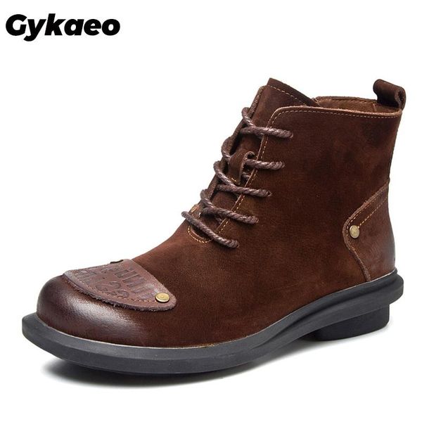 gykaeo female retro casual comfortable cowhide ankle boots girls winter genuine leather boots women low heels botines mujer 2020, Black
gykaeo female retro casual comfortable cowhide ankle boots girls winter genuine leather boots women low heels botines mujer 2020, Black