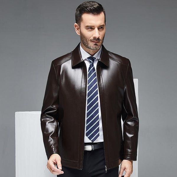 men's jackets 1965 spring & autumn coat middle-aged short lapel thin sheepskin dad leather jacket clothing, Black;brown
men's jackets 1965 spring & autumn coat middle-aged short lapel thin sheepskin dad leather jacket clothing, Black;brown