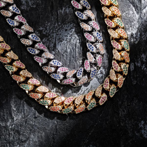 fashion 14mm 18/22inch gold plated colorful cz miami cuban chain necklace jewelry for men punk jewelry necklace chains, Silver
fashion 14mm 18/22inch gold plated colorful cz miami cuban chain necklace jewelry for men punk jewelry necklace chains, Silver