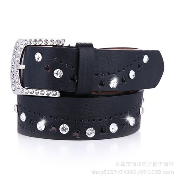 black and white belt with diamond female leather rhinestone set with diamond fashion versatile decorative women's jeans version belt, Black;brown
black and white belt with diamond female leather rhinestone set with diamond fashion versatile decorative women's jeans version belt, Black;brown