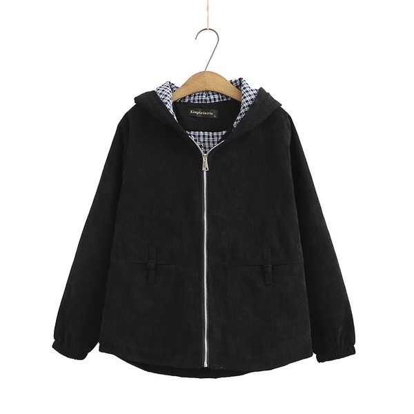 with velvet coat female hood big casual size outerwear solid women's clothes joqi, Black;brown
with velvet coat female hood big casual size outerwear solid women's clothes joqi, Black;brown