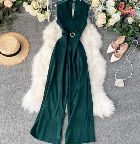 women's spring summer sleeveless v neck slim jumpsuit female high waist wide leg pants overall tb1471, Black;white 
women's spring summer sleeveless v neck slim jumpsuit female high waist wide leg pants overall tb1471, Black;white