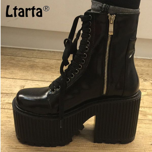 ltarta women's platform square heels black white boots 10cm heel 5.5cm platform punk night club boots women . y200723
ltarta women's platform square heels black white boots 10cm heel 5.5cm platform punk night club boots women . y200723